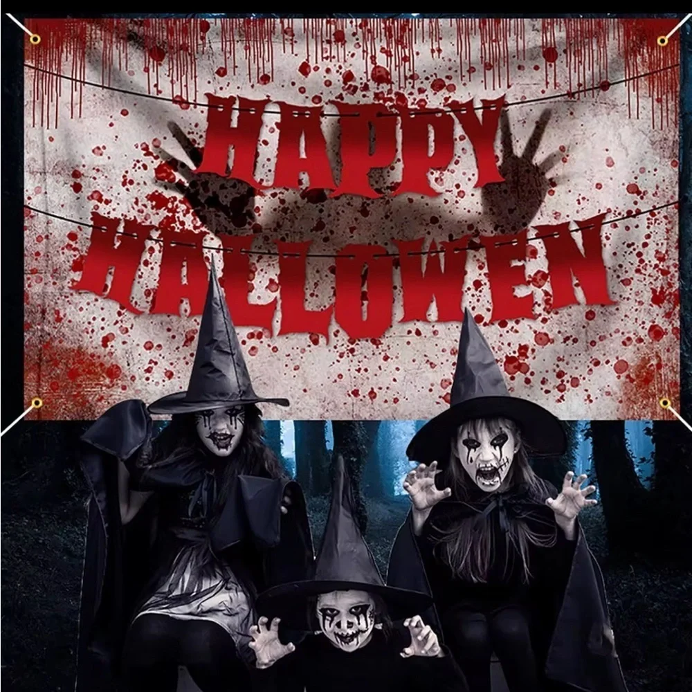 Bloody Halloween Banner Haunted House Wall Decoration Zombie Horror Party